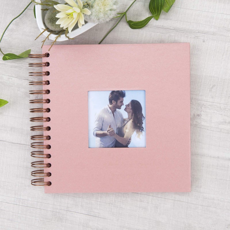 Gearchic 8 x 8 Inch Small DIY Scrapbook Photo Album with Window Design Cover 80 Pages Craft Paper Memory Book for Weeding Family Travel and Baby (Pink) - Image 2